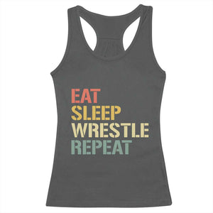 Eat Sleep Wrestle Repeat Racerback Tank Top Cool Wrestling TS10 Dark Heather Print Your Wear
