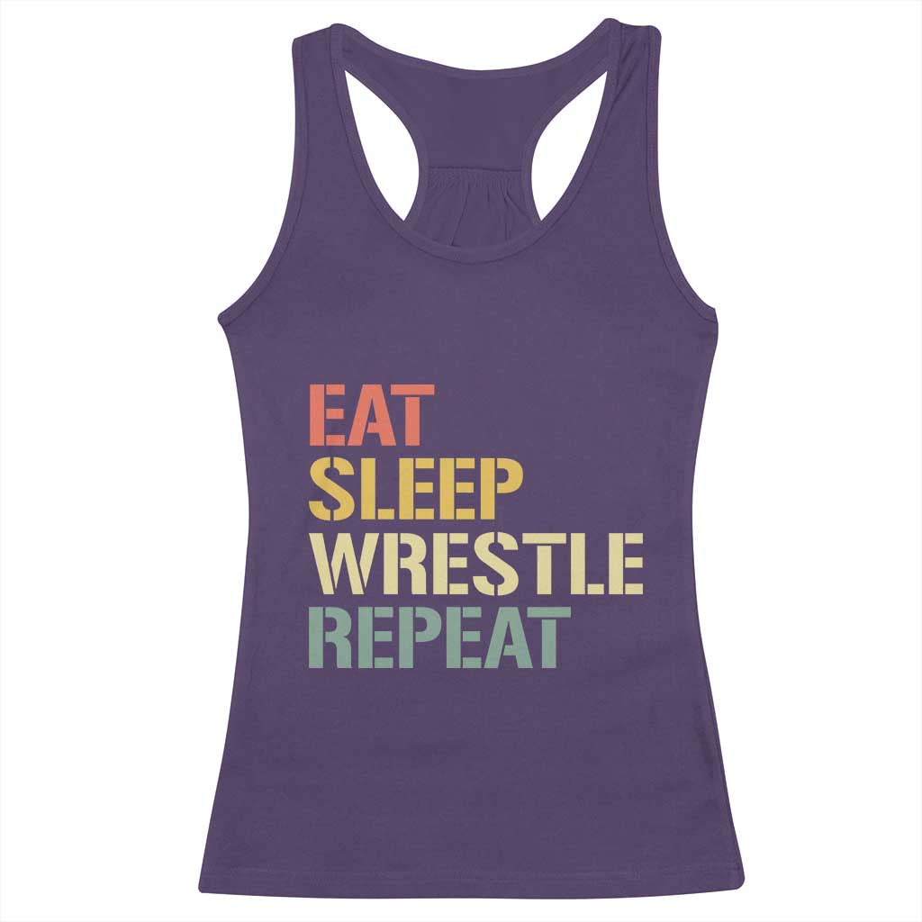 Eat Sleep Wrestle Repeat Racerback Tank Top Cool Wrestling TS10 Purple Print Your Wear