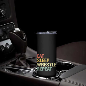 Eat Sleep Wrestle Repeat Skinny Tumbler Cool Wrestling TS10 Print Your Wear
