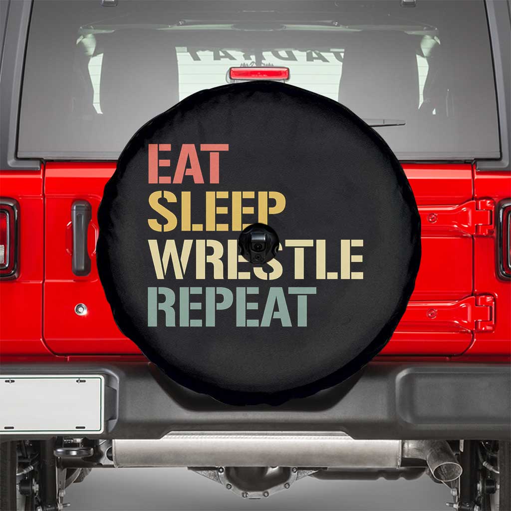 Eat Sleep Wrestle Repeat Spare Tire Cover Cool Wrestling TS10 Black Print Your Wear