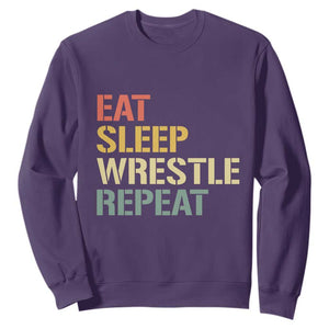 Eat Sleep Wrestle Repeat Sweatshirt Cool Wrestling TS10 Purple Print Your Wear
