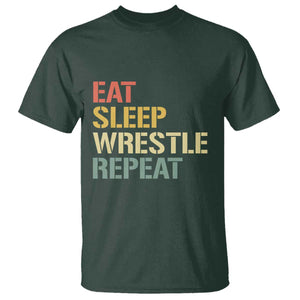 Eat Sleep Wrestle Repeat T Shirt Cool Wrestling TS10 Dark Forest Green Print Your Wear