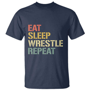 Eat Sleep Wrestle Repeat T Shirt Cool Wrestling TS10 Navy Print Your Wear