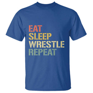 Eat Sleep Wrestle Repeat T Shirt Cool Wrestling TS10 Royal Blue Print Your Wear