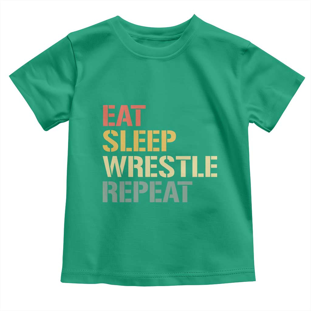 Eat Sleep Wrestle Repeat Toddler T Shirt Cool Wrestling TS10 Irish Green Print Your Wear