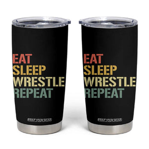 Eat Sleep Wrestle Repeat Tumbler Cup Cool Wrestling TS10 Black Print Your Wear