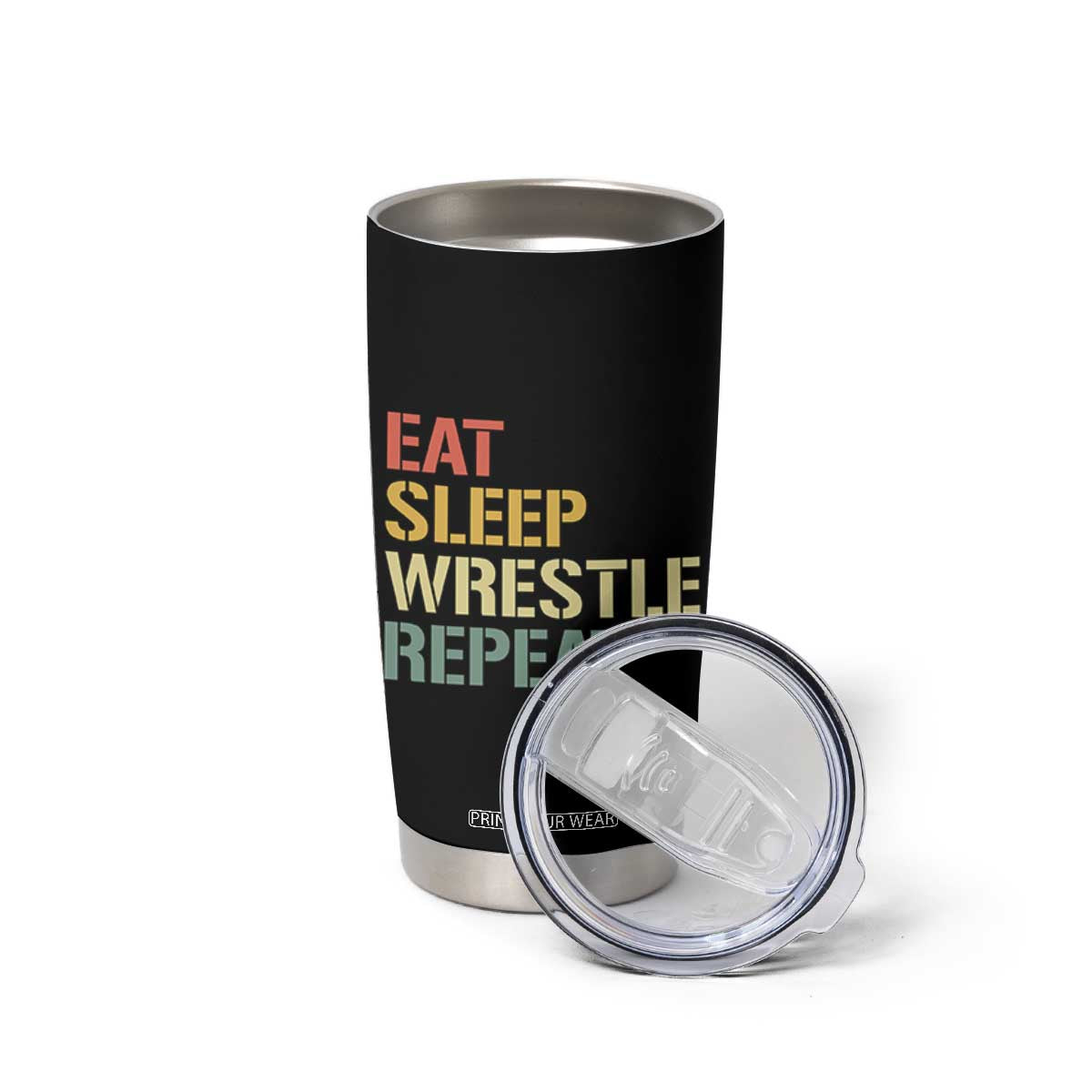Eat Sleep Wrestle Repeat Tumbler Cup Cool Wrestling TS10 Print Your Wear