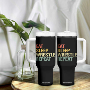 Eat Sleep Wrestle Repeat Tumbler With Handle Cool Wrestling TS10 Print Your Wear