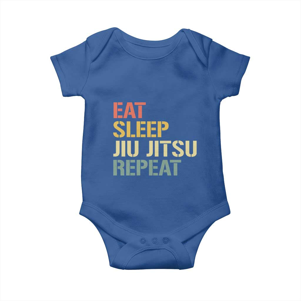 Retro Eat Sleep Jiu Jitsu Repeat Baby Onesie Vintage JiuJitsu BJJ TS10 Royal Blue Print Your Wear