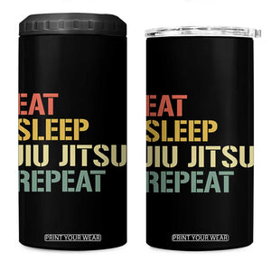 Retro Eat Sleep Jiu Jitsu Repeat 4 in 1 Can Cooler Tumbler Vintage JiuJitsu BJJ TS10 One Size: 16 oz Black Print Your Wear