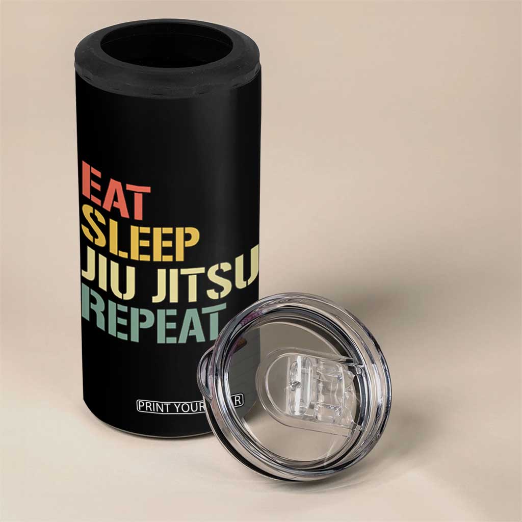Retro Eat Sleep Jiu Jitsu Repeat 4 in 1 Can Cooler Tumbler Vintage JiuJitsu BJJ TS10 Print Your Wear