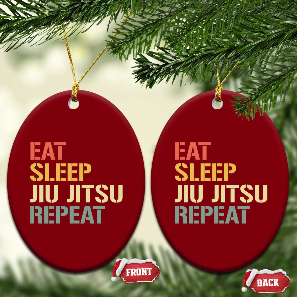 Retro Eat Sleep Jiu Jitsu Repeat Ceramic Ornament Vintage JiuJitsu BJJ TS10 Print Your Wear