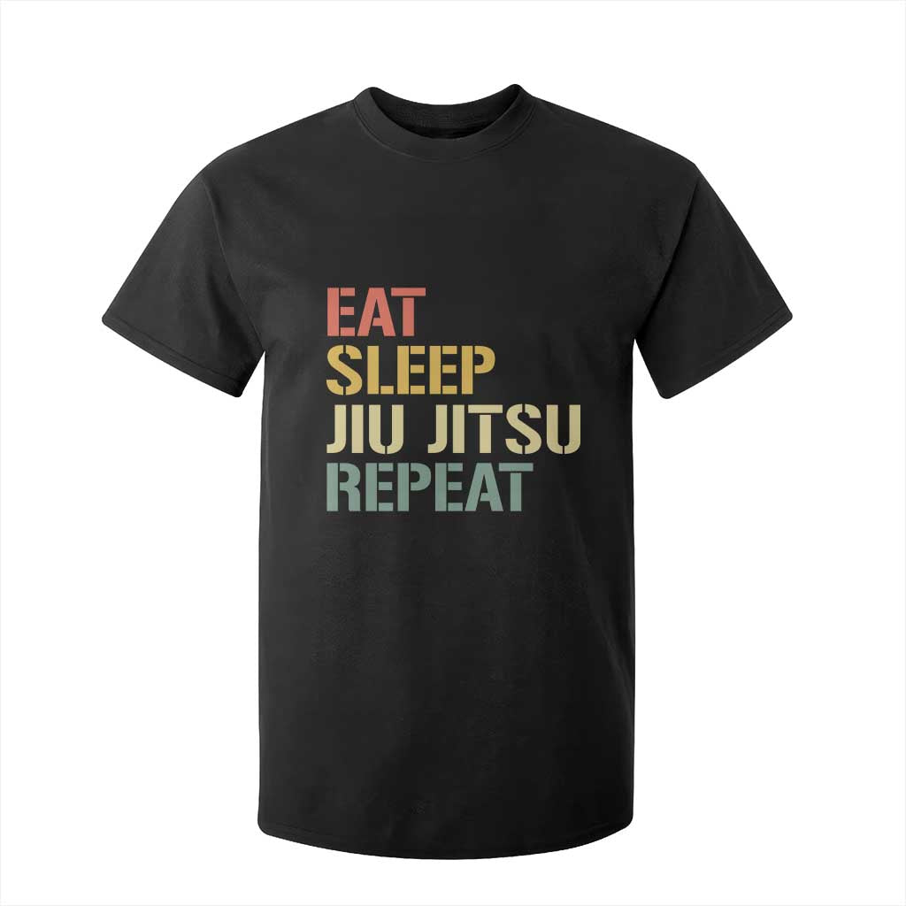 Retro Eat Sleep Jiu Jitsu Repeat T Shirt For Kid Vintage JiuJitsu BJJ TS10 Black Print Your Wear