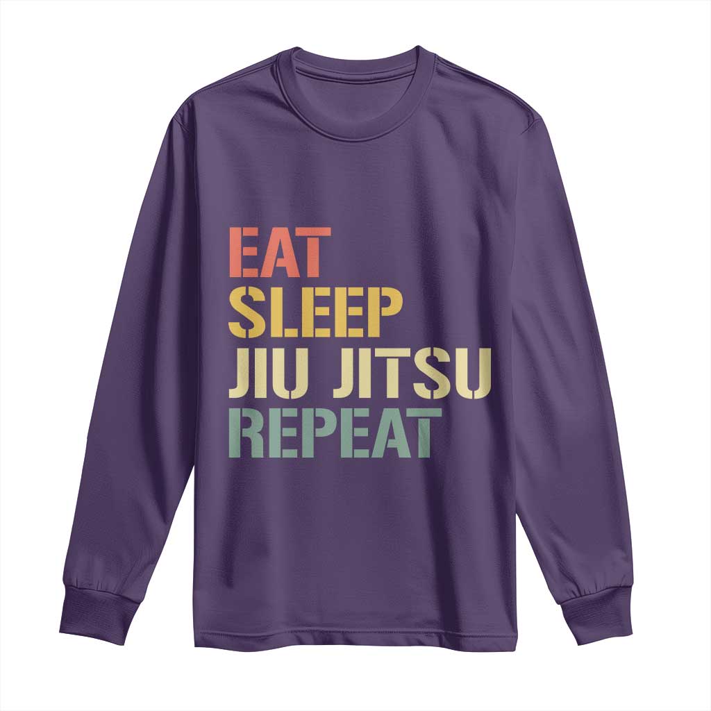 Retro Eat Sleep Jiu Jitsu Repeat Long Sleeve Shirt Vintage JiuJitsu BJJ TS10 Purple Print Your Wear