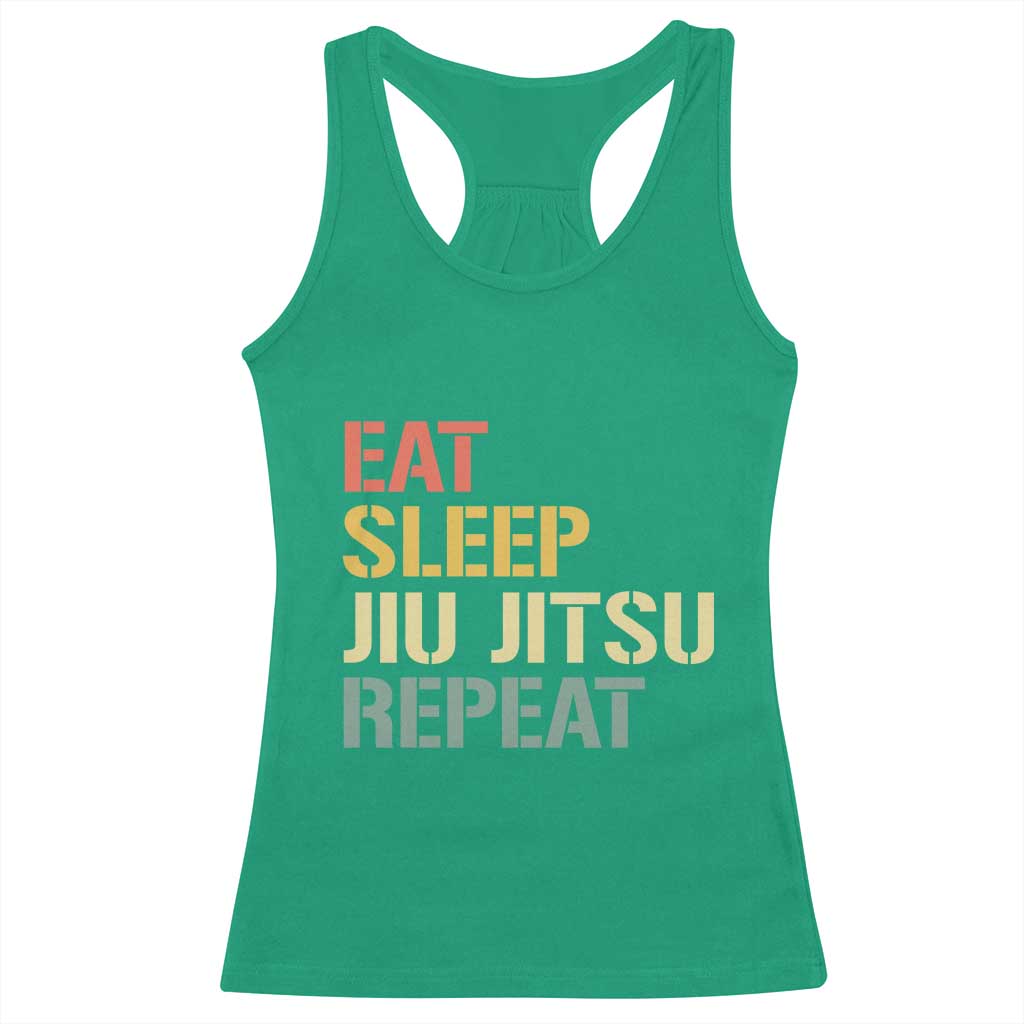 Retro Eat Sleep Jiu Jitsu Repeat Racerback Tank Top Vintage JiuJitsu BJJ TS10 Irish Green Print Your Wear
