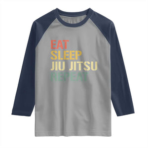 Retro Eat Sleep Jiu Jitsu Repeat Raglan Shirt Vintage JiuJitsu BJJ TS10 Sport Gray Navy Print Your Wear
