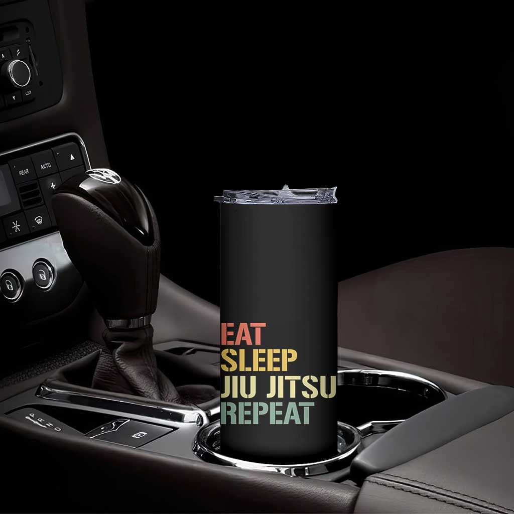 Retro Eat Sleep Jiu Jitsu Repeat Skinny Tumbler Vintage JiuJitsu BJJ TS10 Print Your Wear