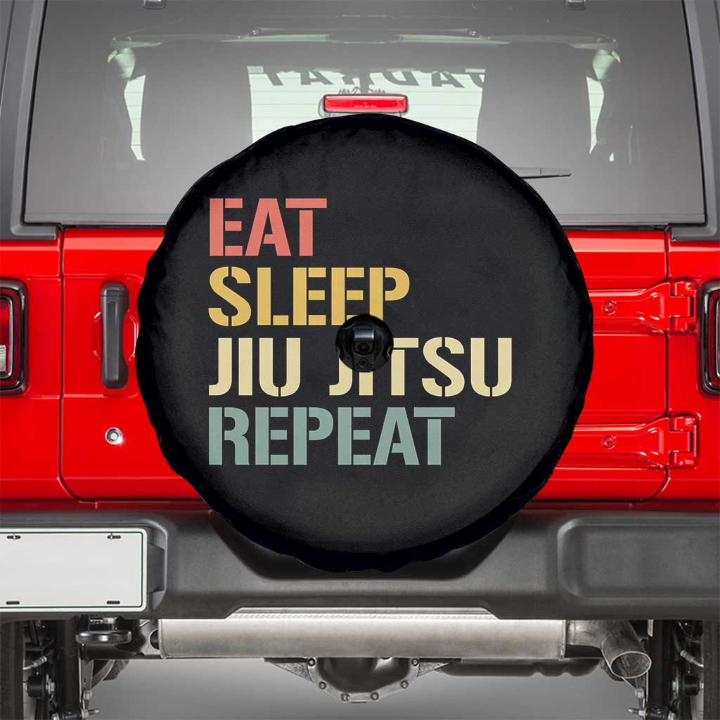 Retro Eat Sleep Jiu Jitsu Repeat Spare Tire Cover Vintage JiuJitsu BJJ TS10 Black Print Your Wear