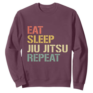 Retro Eat Sleep Jiu Jitsu Repeat Sweatshirt Vintage JiuJitsu BJJ TS10 Maroon Print Your Wear