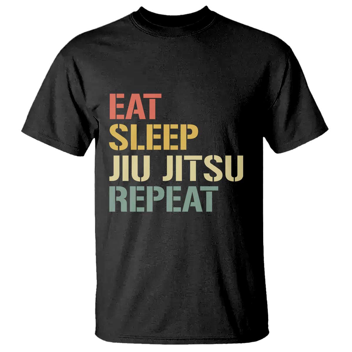 Retro Eat Sleep Jiu Jitsu Repeat T Shirt Vintage JiuJitsu BJJ TS10 Black Print Your Wear