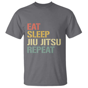 Retro Eat Sleep Jiu Jitsu Repeat T Shirt Vintage JiuJitsu BJJ TS10 Charcoal Print Your Wear