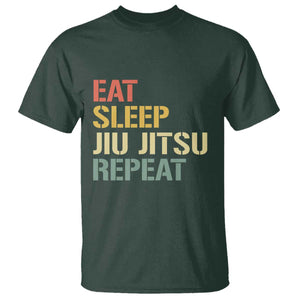 Retro Eat Sleep Jiu Jitsu Repeat T Shirt Vintage JiuJitsu BJJ TS10 Dark Forest Green Print Your Wear