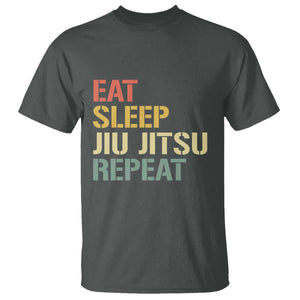 Retro Eat Sleep Jiu Jitsu Repeat T Shirt Vintage JiuJitsu BJJ TS10 Dark Heather Print Your Wear