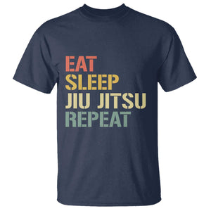 Retro Eat Sleep Jiu Jitsu Repeat T Shirt Vintage JiuJitsu BJJ TS10 Navy Print Your Wear