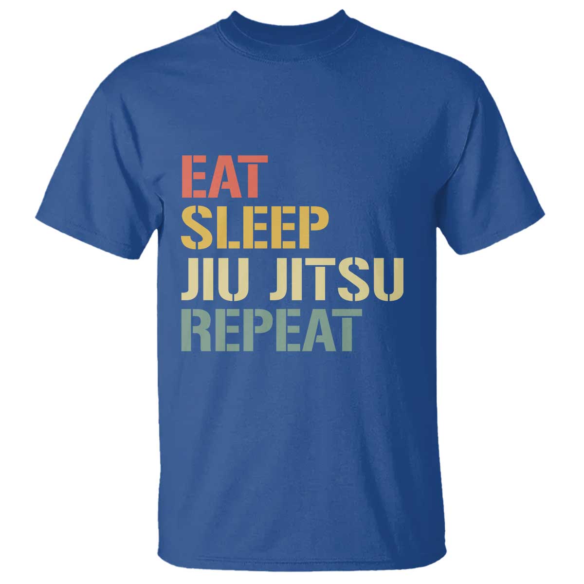 Retro Eat Sleep Jiu Jitsu Repeat T Shirt Vintage JiuJitsu BJJ TS10 Royal Blue Print Your Wear