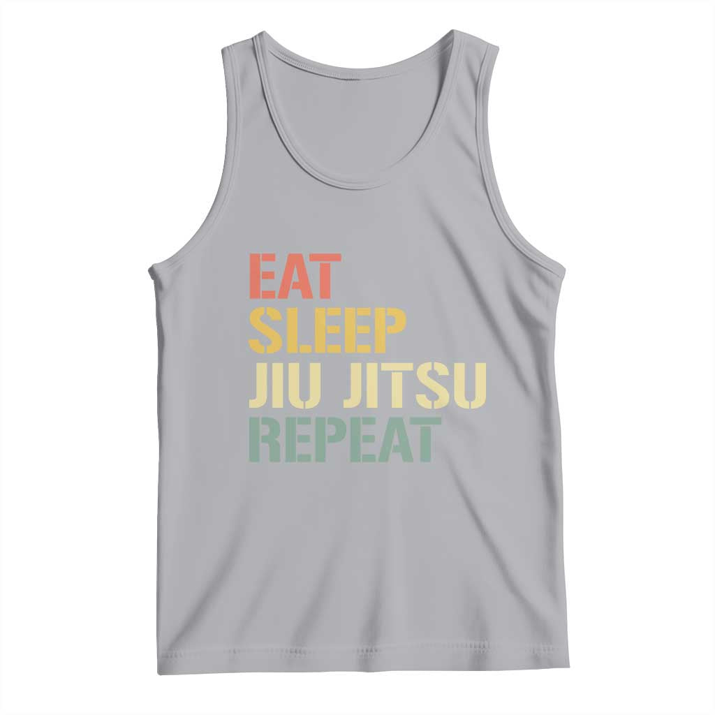 Retro Eat Sleep Jiu Jitsu Repeat Tank Top Vintage JiuJitsu BJJ TS10 Athletic Heather Print Your Wear