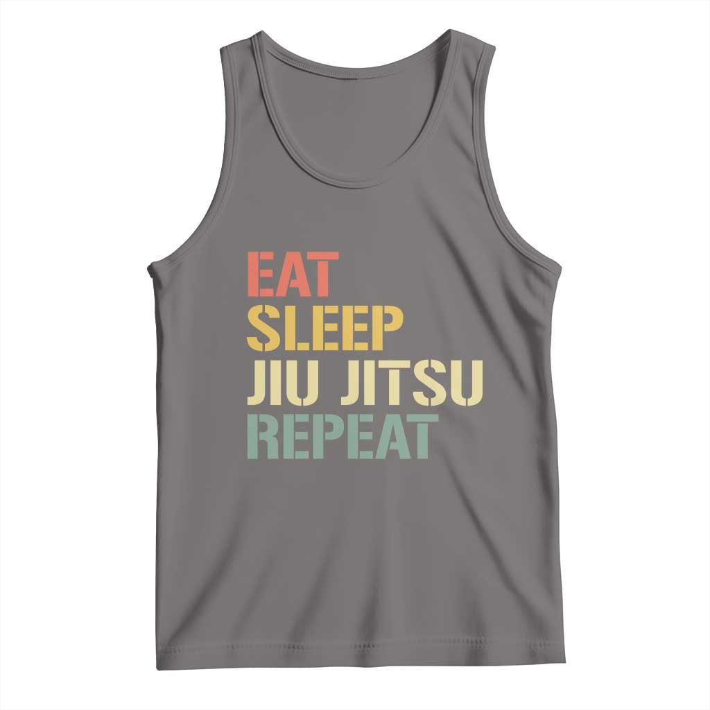 Retro Eat Sleep Jiu Jitsu Repeat Tank Top Vintage JiuJitsu BJJ TS10 Deep Heather Print Your Wear