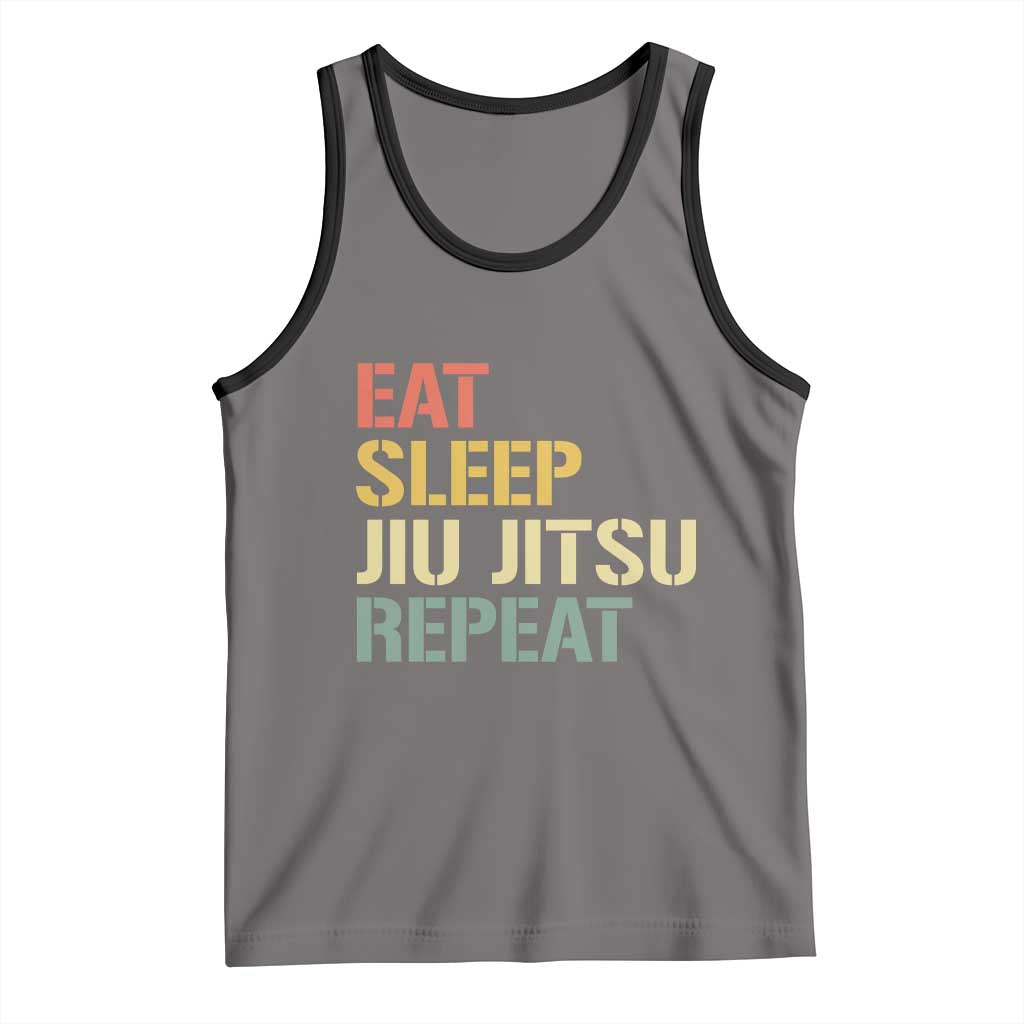 Retro Eat Sleep Jiu Jitsu Repeat Tank Top Vintage JiuJitsu BJJ TS10 Deep Heather Black Print Your Wear