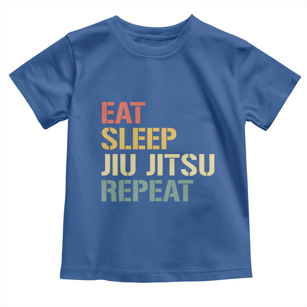 Retro Eat Sleep Jiu Jitsu Repeat Toddler T Shirt Vintage JiuJitsu BJJ TS10 Royal Blue Print Your Wear