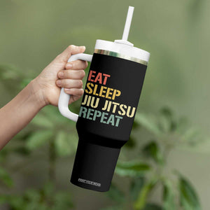 Retro Eat Sleep Jiu Jitsu Repeat Tumbler With Handle Vintage JiuJitsu BJJ TS10 Print Your Wear