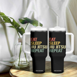 Retro Eat Sleep Jiu Jitsu Repeat Tumbler With Handle Vintage JiuJitsu BJJ TS10 Print Your Wear