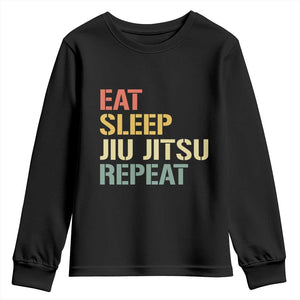 Retro Eat Sleep Jiu Jitsu Repeat Youth Sweatshirt Vintage JiuJitsu BJJ TS10 Black Print Your Wear