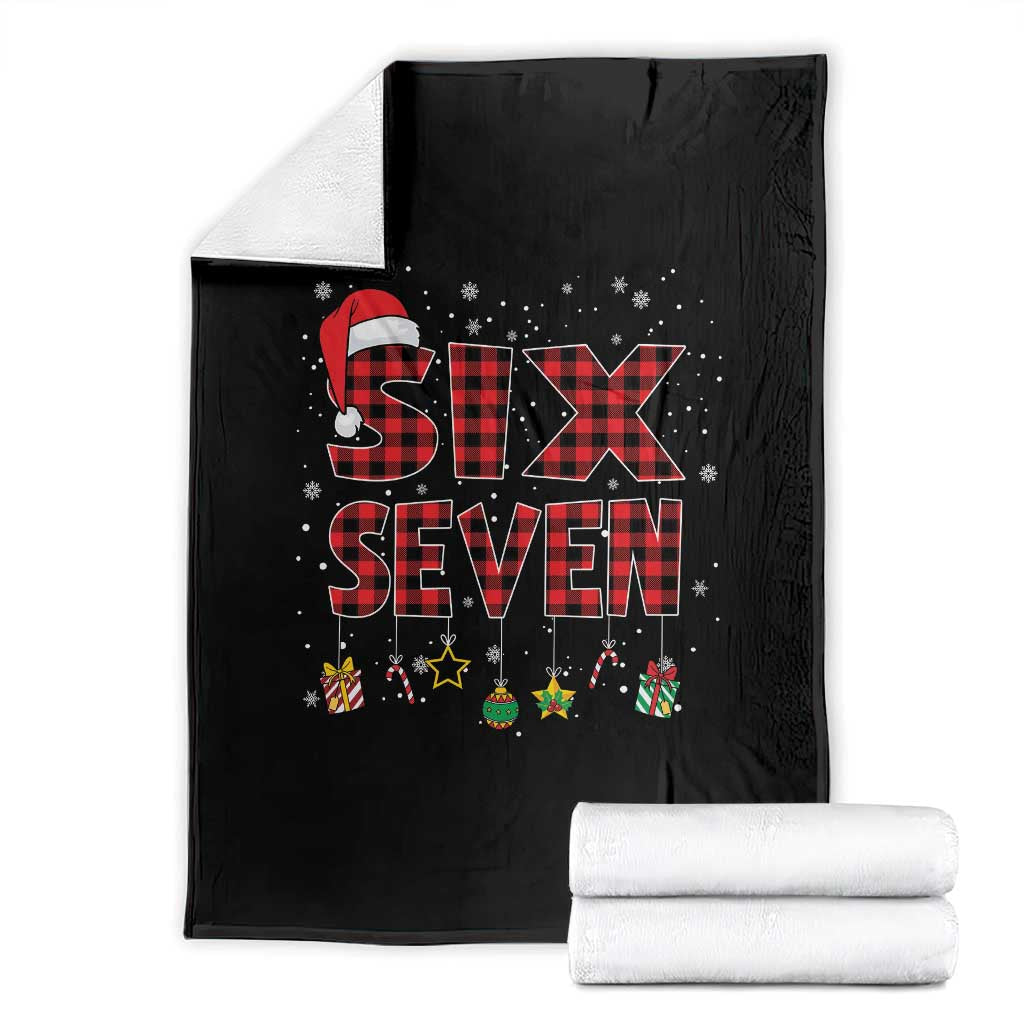 Funny Six Seven Christmas Throw Blanket 67 Meme Gen Alpha Slang Red Plaid Xmas Pajamas TS10 Black Print Your Wear