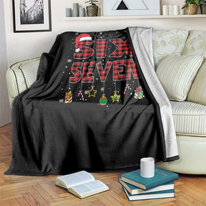 Funny Six Seven Christmas Throw Blanket 67 Meme Gen Alpha Slang Red Plaid Xmas Pajamas TS10 Print Your Wear