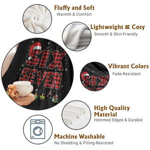 Funny Six Seven Christmas Throw Blanket 67 Meme Gen Alpha Slang Red Plaid Xmas Pajamas TS10 Print Your Wear