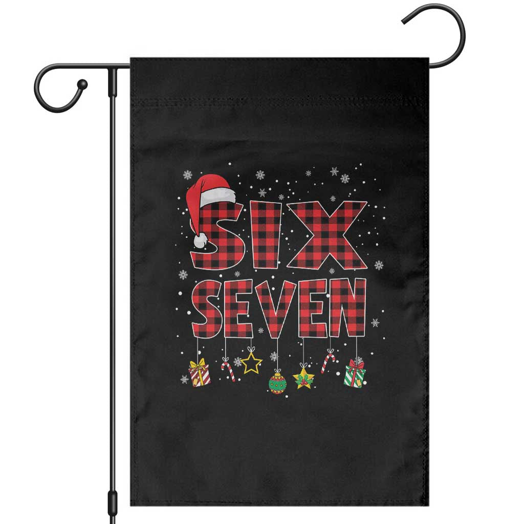 Funny Six Seven Christmas Garden Flag 67 Meme Gen Alpha Slang Red Plaid Xmas Pajamas TS10 Black Print Your Wear