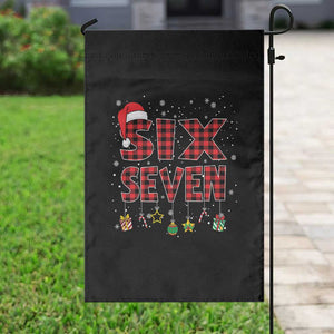 Funny Six Seven Christmas Garden Flag 67 Meme Gen Alpha Slang Red Plaid Xmas Pajamas TS10 Print Your Wear