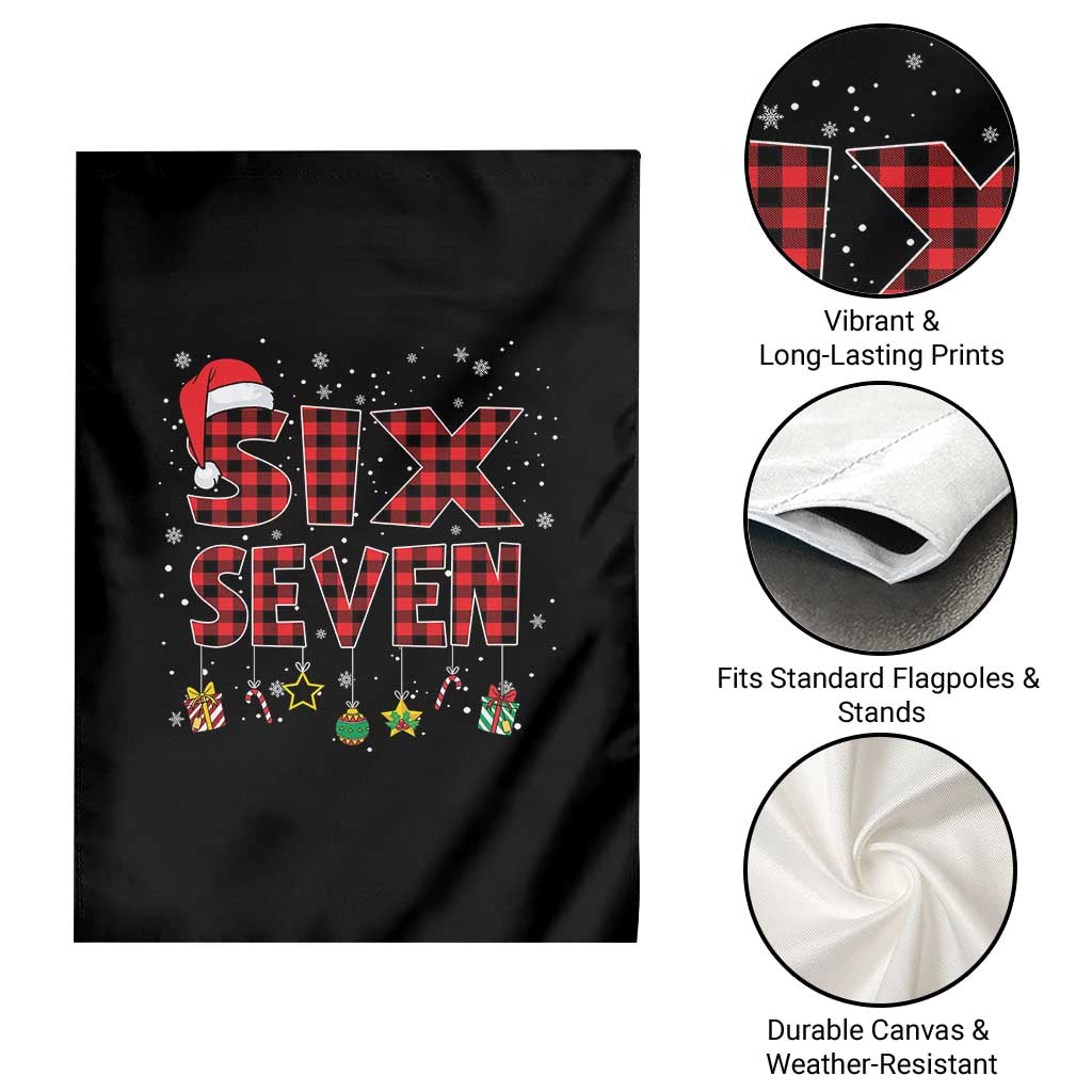 Funny Six Seven Christmas Garden Flag 67 Meme Gen Alpha Slang Red Plaid Xmas Pajamas TS10 Print Your Wear