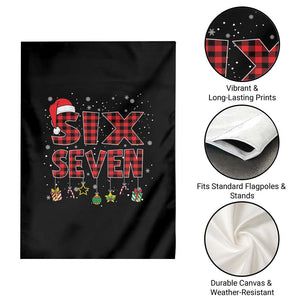 Funny Six Seven Christmas Garden Flag 67 Meme Gen Alpha Slang Red Plaid Xmas Pajamas TS10 Print Your Wear