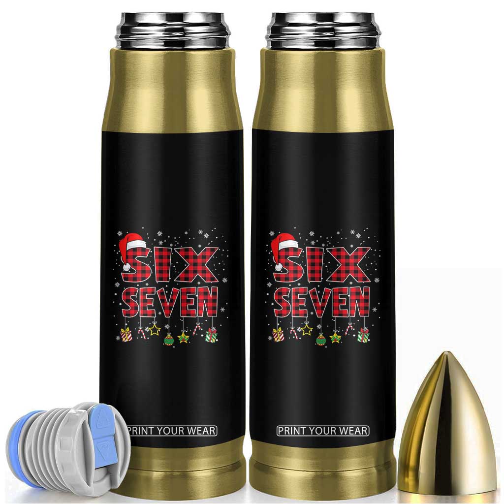 Funny Six Seven Christmas Bullet Tumbler 67 Meme Gen Alpha Slang Red Plaid Xmas Pajamas TS10 Black Print Your Wear