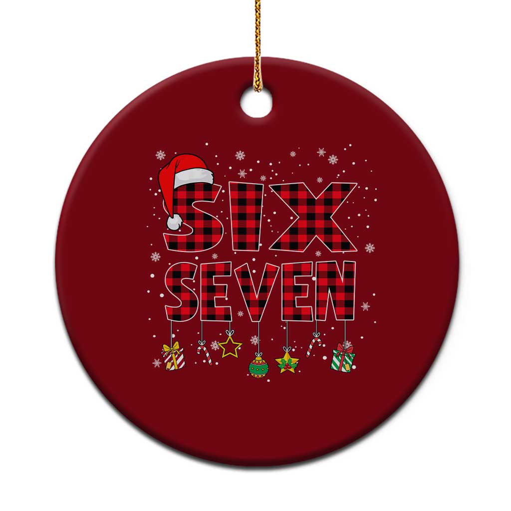 Funny Six Seven Xmas Ceramic Ornament 67 Meme Gen Alpha Slang Red Plaid Xmas Pajamas TS10 1pc Red Print Your Wear
