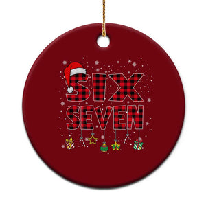 Funny Six Seven Xmas Ceramic Ornament 67 Meme Gen Alpha Slang Red Plaid Xmas Pajamas TS10 1pc Red Print Your Wear