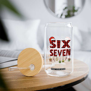 Funny Six Seven Christmas Glass Can 67 Meme Gen Alpha Slang Red Plaid Xmas Pajamas TS10 Print Your Wear