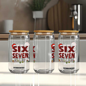 Funny Six Seven Christmas Glass Can 67 Meme Gen Alpha Slang Red Plaid Xmas Pajamas TS10 Print Your Wear