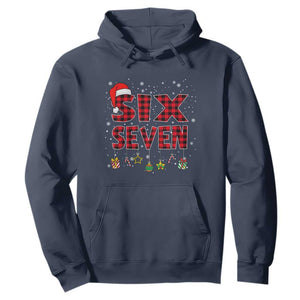 Funny Six Seven Christmas Hoodie 67 Meme Gen Alpha Slang Red Plaid Xmas Pajamas TS10 Navy Print Your Wear