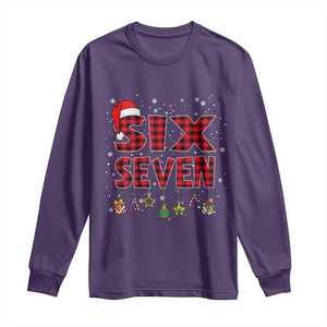 Funny Six Seven Christmas Long Sleeve Shirt 67 Meme Gen Alpha Slang Red Plaid Xmas Pajamas TS10 Purple Print Your Wear